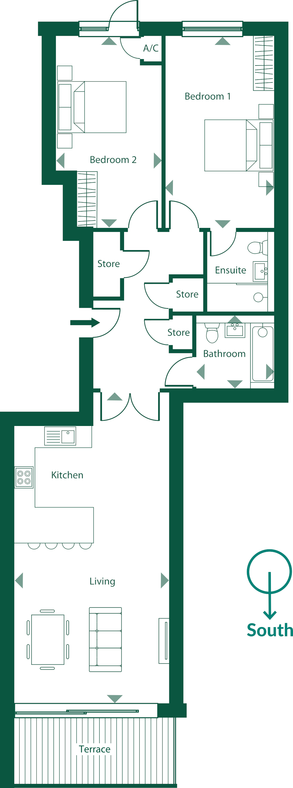 Echo Beach - Apartment 2 ground floor plan