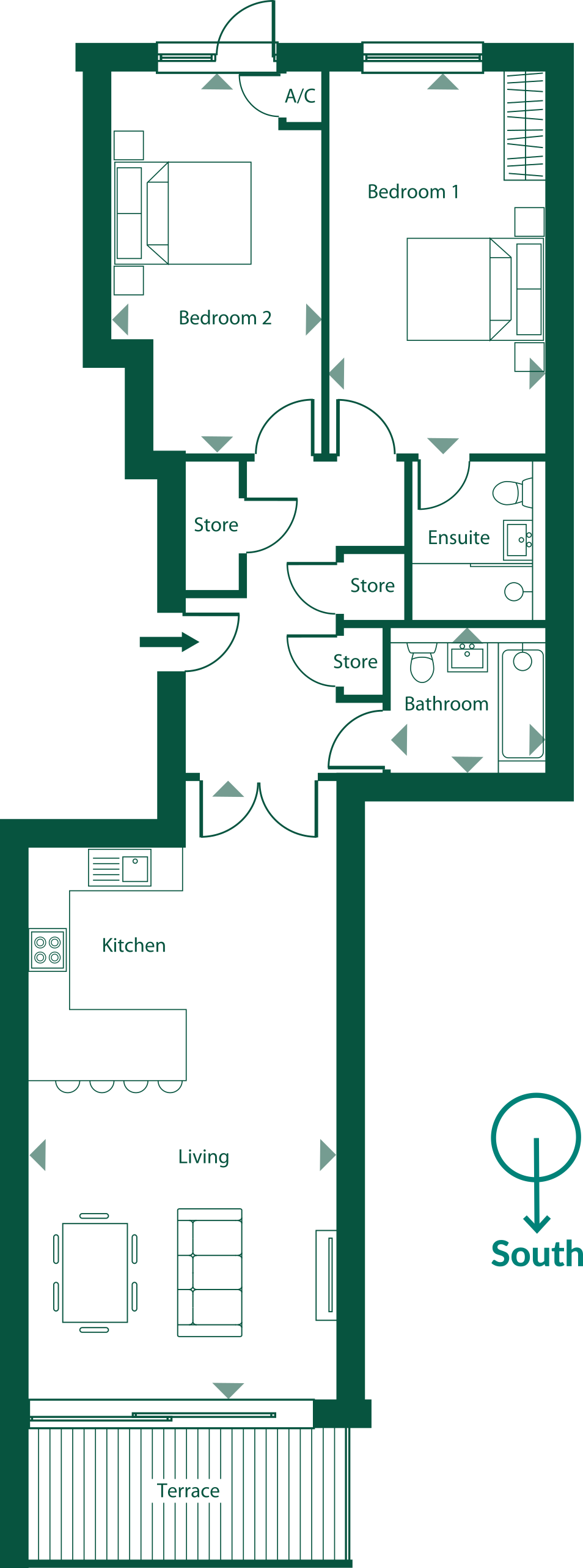 Echo Beach - Apartment 2 ground floor plan